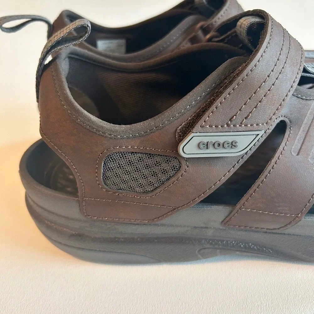 Crocs Mens Yukon Fisherman Sandals Brown Size 12
